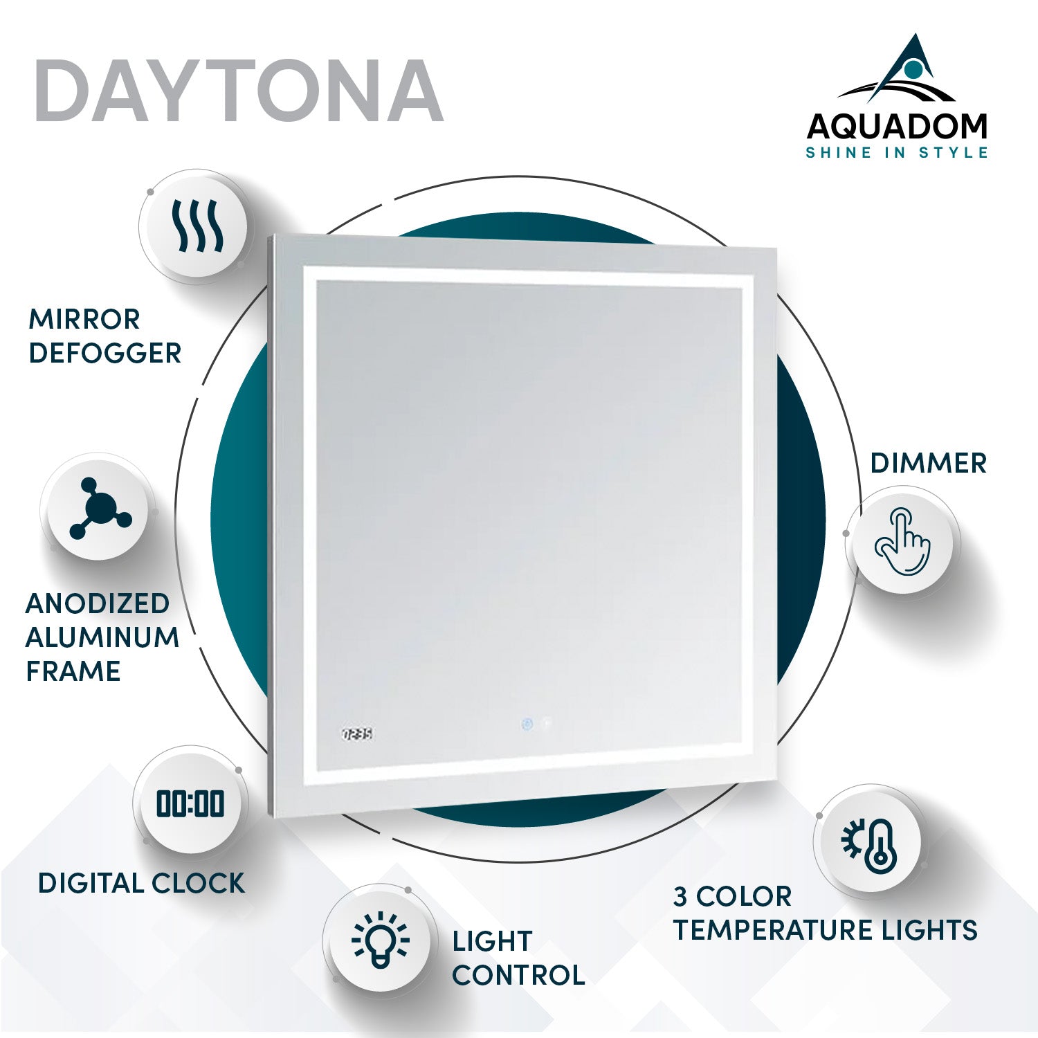 Aquadom Daytona 30x40 LED Lighted Bathroom Mirror