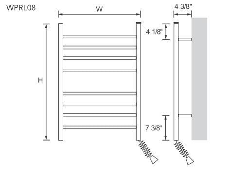 Myson WPRL08 8 Bar Gem Mounted Plug in Towel Warmer - 24"w x 30"h - towelwarmers