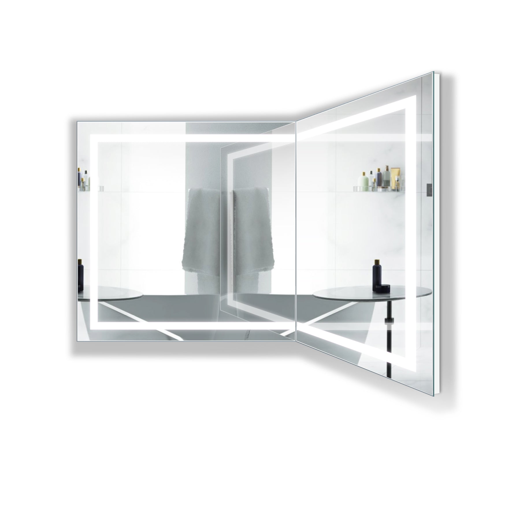 Krugg Mod SM Corned 36D 72″ X 36″ LED Bathroom Mirror w/ Dimmer & Defogger