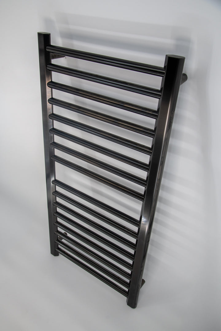 Amba Sirio S2142 Hardwired Towel Warmer in PVD Brushed Black — side view