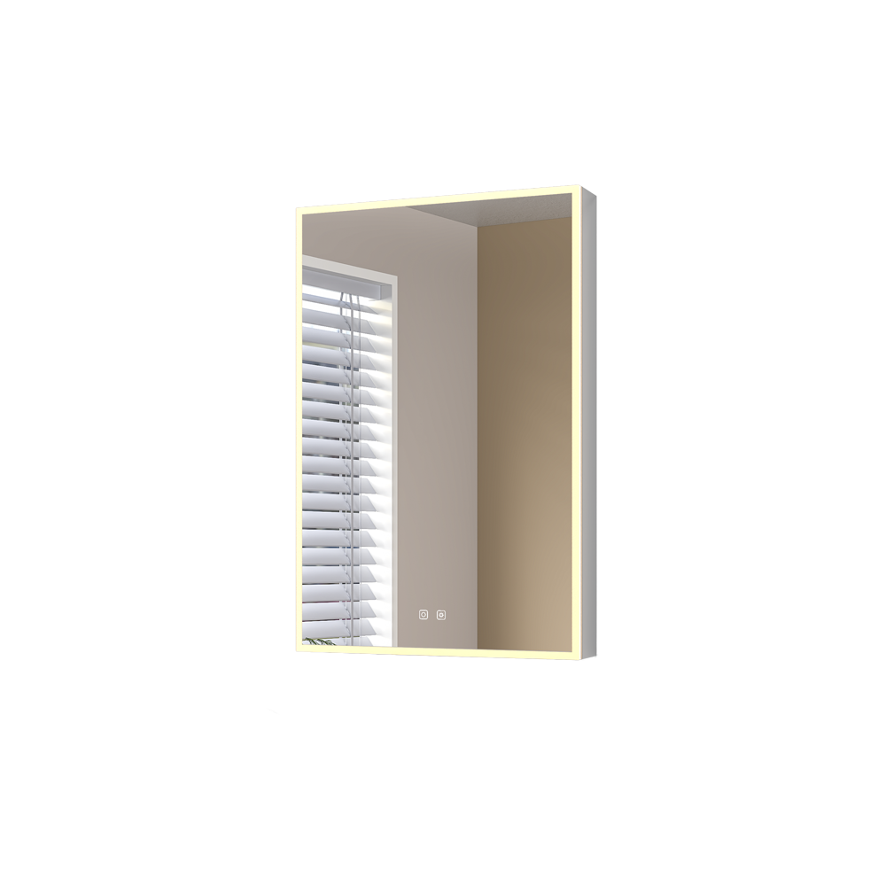 ICO Jackson LED medicine cabinet IJ1114, 24x36 right hand hinged, front view with LED border lighting