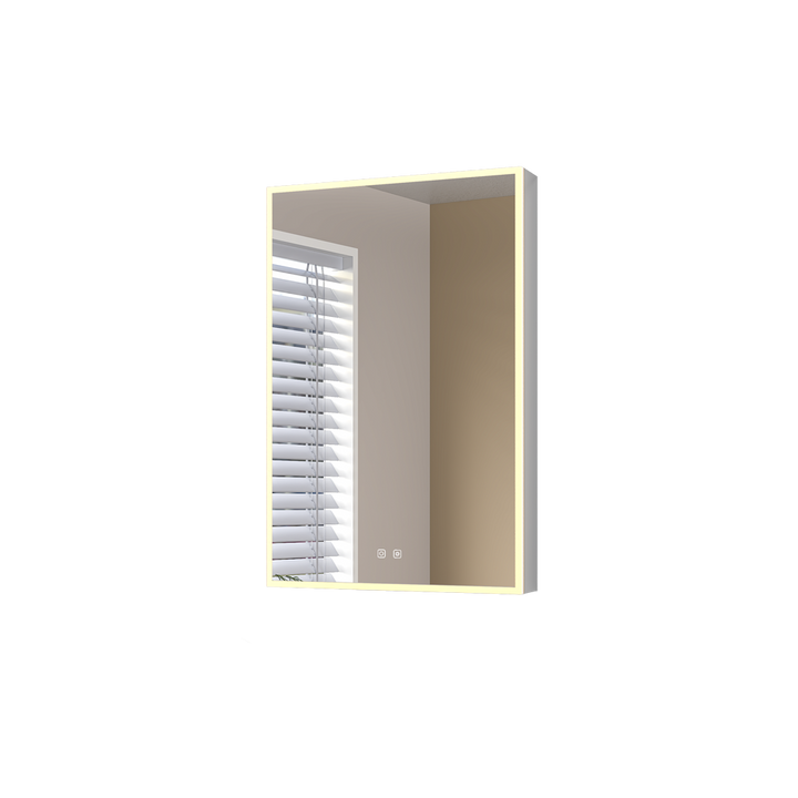ICO Jackson LED medicine cabinet IJ1114, 24x36 right hand hinged, front view with LED border lighting