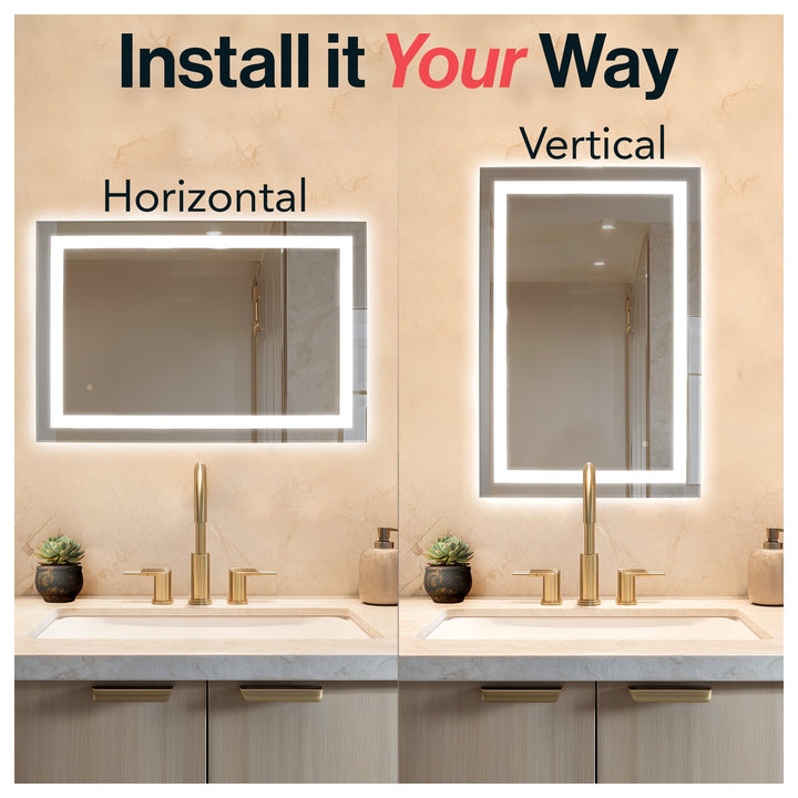 WarmlyYours Audrey Wall-mounted LED Backlit Mirror - Rectangle 36″ x 24″ only towel warmers