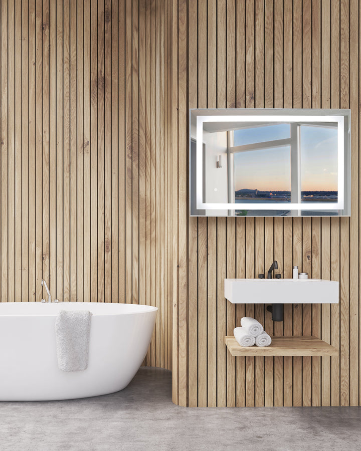 WarmlyYours Audrey Wall-mounted LED Backlit Mirror - Rectangle 36″ x 24″ only towel warmers