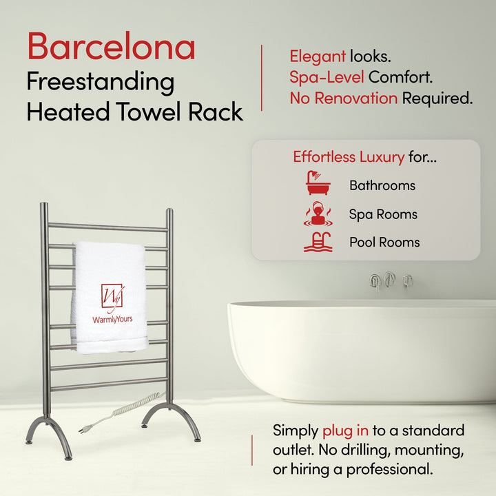 WarmlyYours Barcelona TW-BC-08BS-FS2 Freestanding plug in towel warmer- 24"w x 37"h - only towel warmers