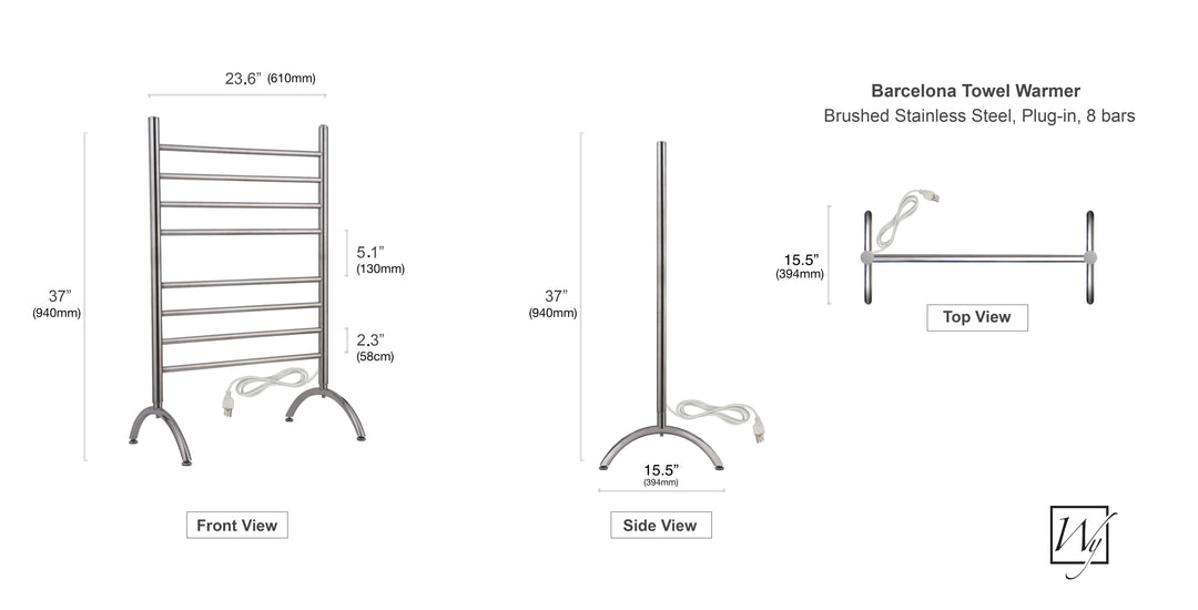 WarmlyYours Barcelona TW-BC-08BS-FS2 Freestanding plug in towel warmer- 24"w x 37"h - only towel warmers