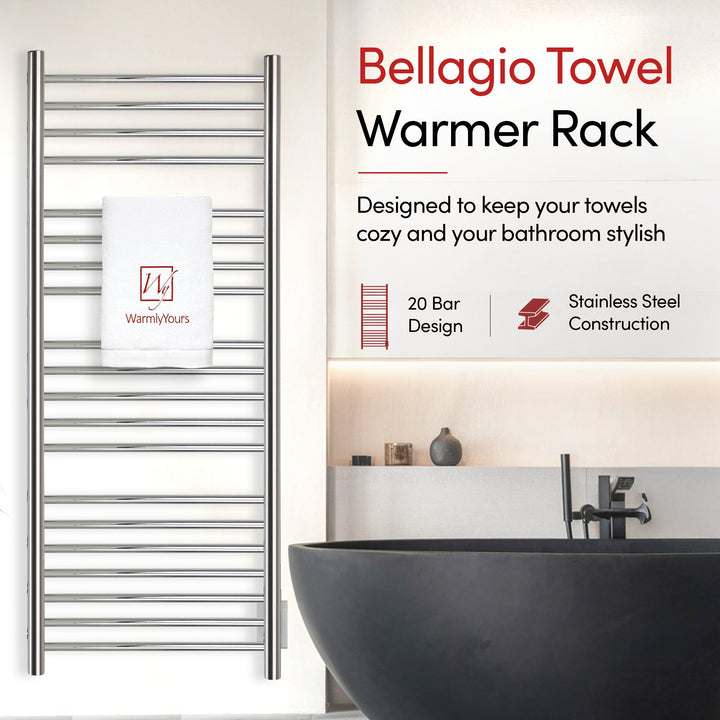 WarmlyYours Bellagio TWS3-BLG20PH Wall Mounted Hardwired Towel Warmer- 20"w x 47.2"h