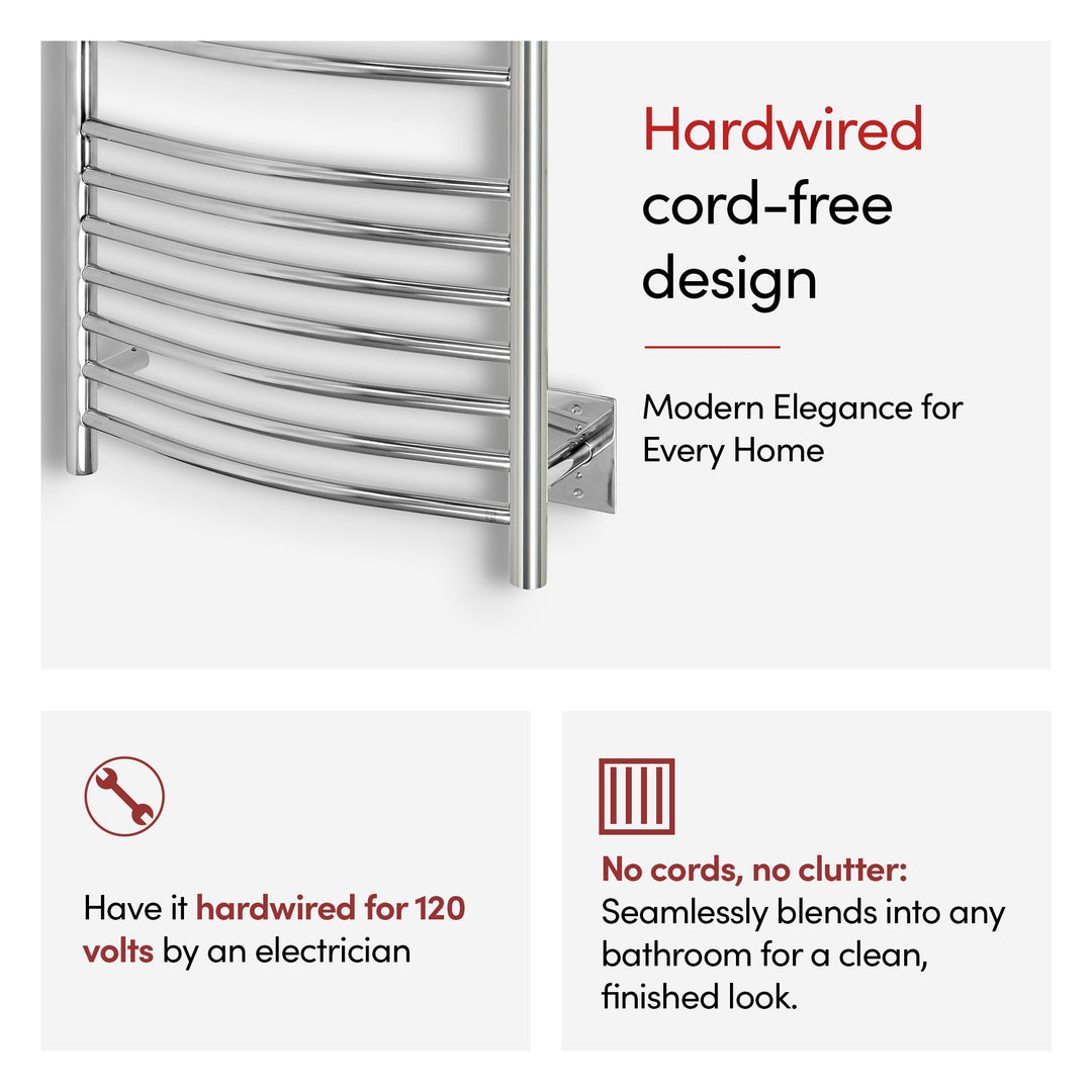 WarmlyYours Bellagio TWS3-BLG20PH Wall Mounted Hardwired Towel Warmer- 20"w x 47.2"h