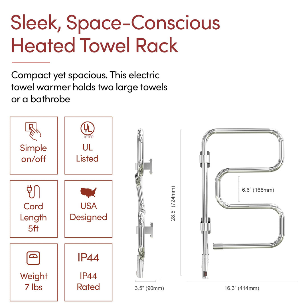 WarmlyYours Elements TW-E4PCP 4-bar mounted Towel Warmer - 16.3" x 28.5" only towel warmers
