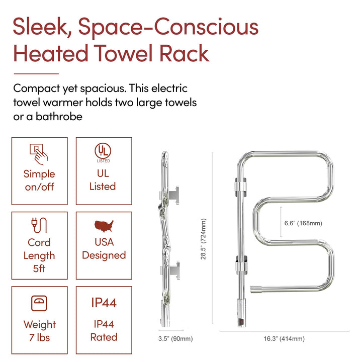 WarmlyYours Elements TW-E4PCP 4-bar mounted Towel Warmer - 16.3" x 28.5" only towel warmers