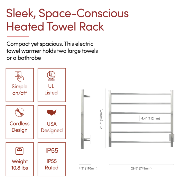 WarmlyYours Elevate Tahoe 06 TWS2-TAH06PH Wall Mounted Towel Warmer - 29.5"w x 26.7"h only towel warmers