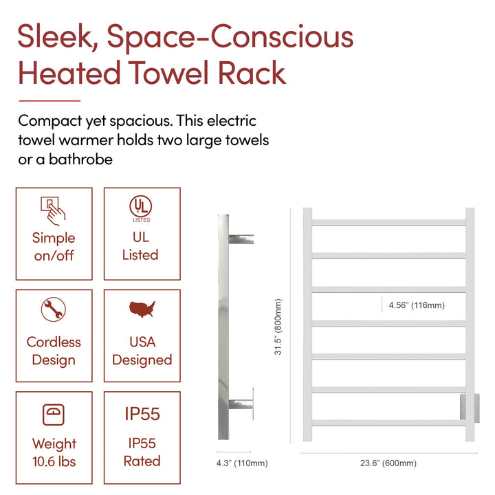WarmlyYours Elevate Tahoe 07 Hardwired Towel Warmer - 23.6"w x 31.5"h only towel warmers