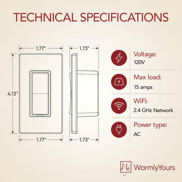 WarmlyYours GK16-30090-0003 Hardwired WiFi Switch - towelwarmers