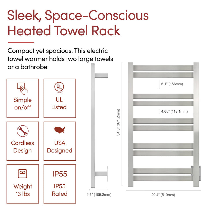 WarmlyYours Grande 10 Hardwired Towel Warmer - 20.5"w x 34.25"h only towel warmers
