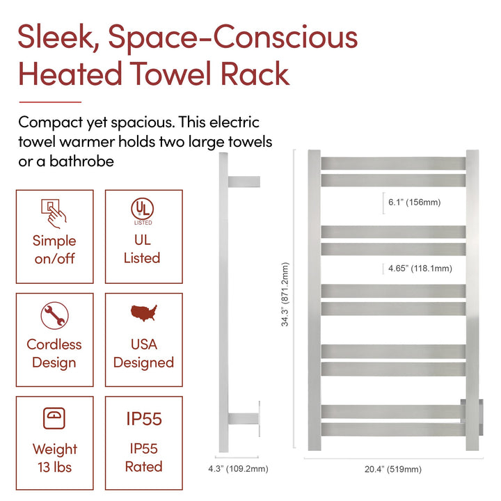 WarmlyYours Grande 10 Hardwired Towel Warmer - 20.5"w x 34.25"h only towel warmers