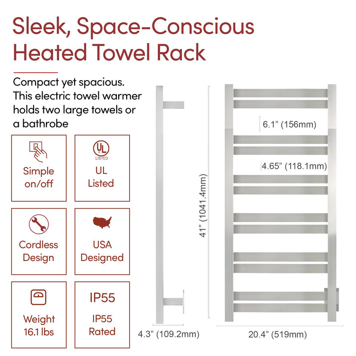 WarmlyYours Grande 12 Hardwired Towel Warmer - 20.5"w x 41"h only towel warmers