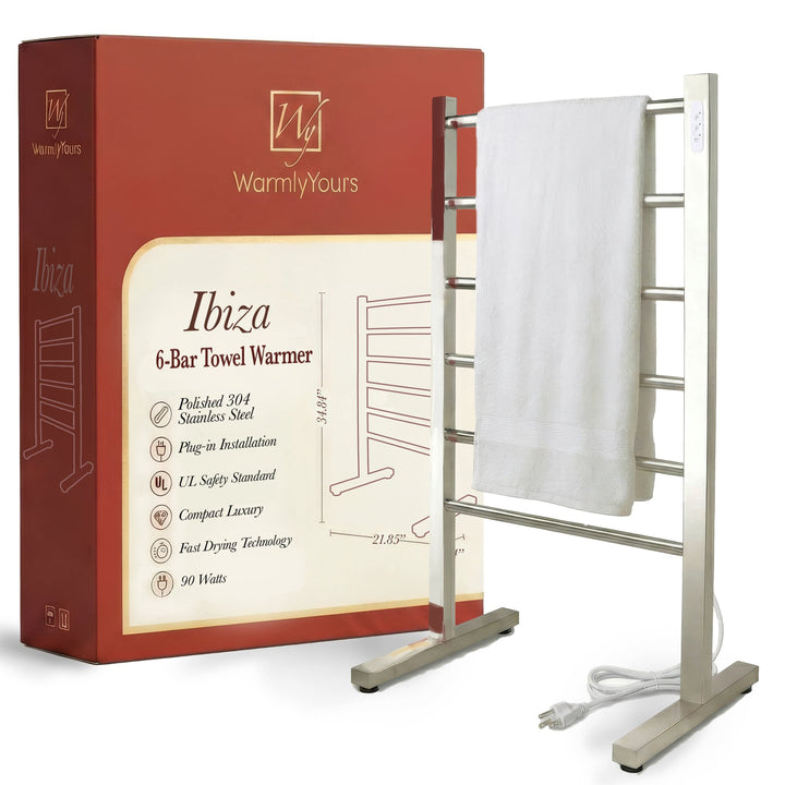 WarmlyYours Ibiza TWS5-IBZ06PP Freestanding Plug-in Towel Warmer- 21.85"w x 34.84"h only towel warmers