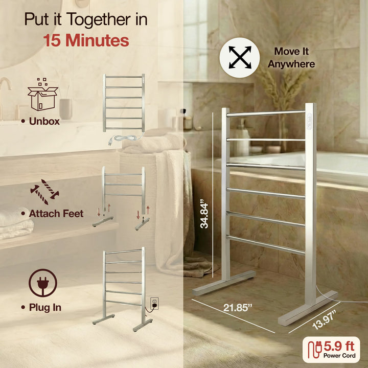 WarmlyYours Ibiza TWS5-IBZ06PP Freestanding Plug-in Towel Warmer- 21.85"w x 34.84"h only towel warmers