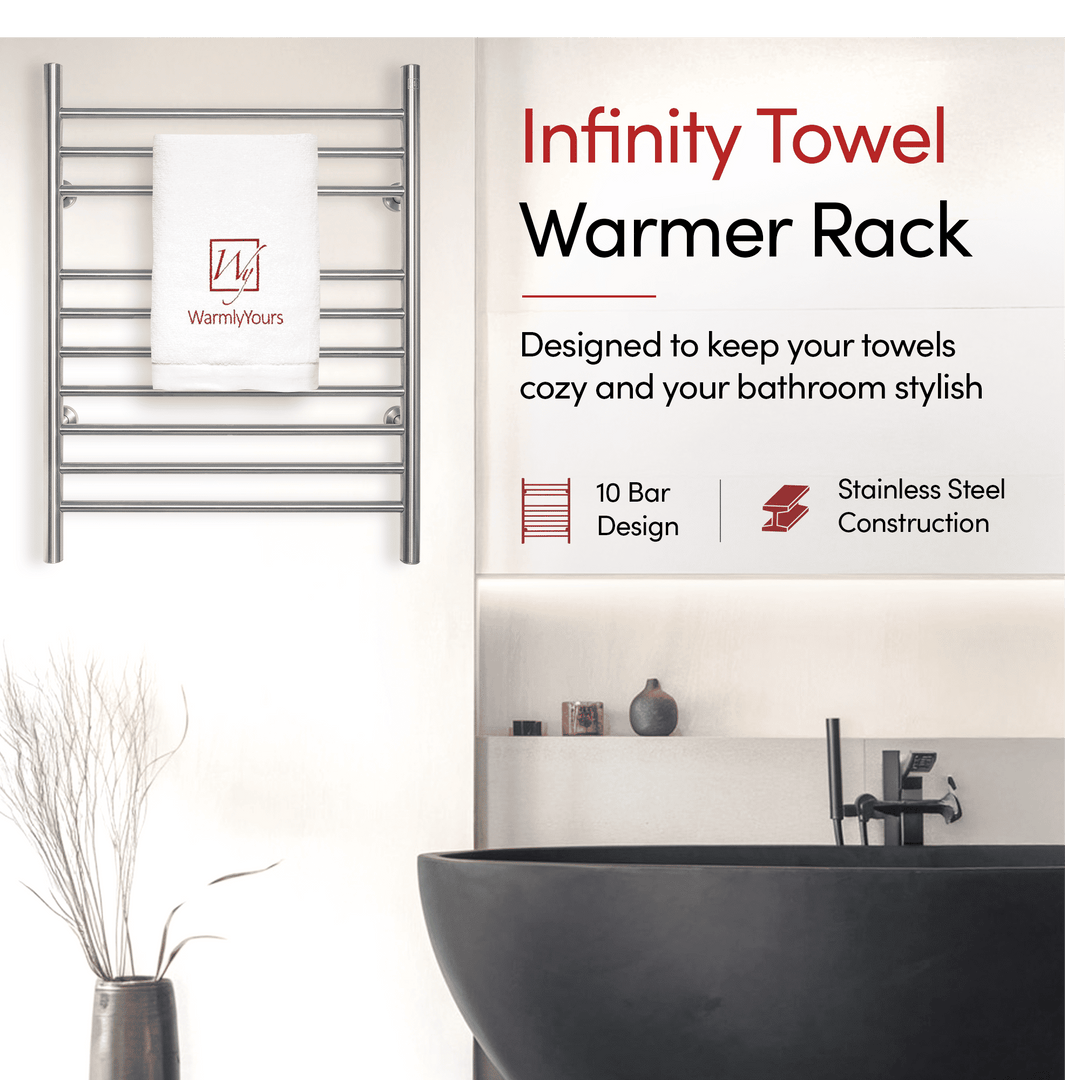 WarmlyYours Infinity Straight Dual Connect (Hardwired and Plug in) Towel Warmer  - 23.6"w x 32"h