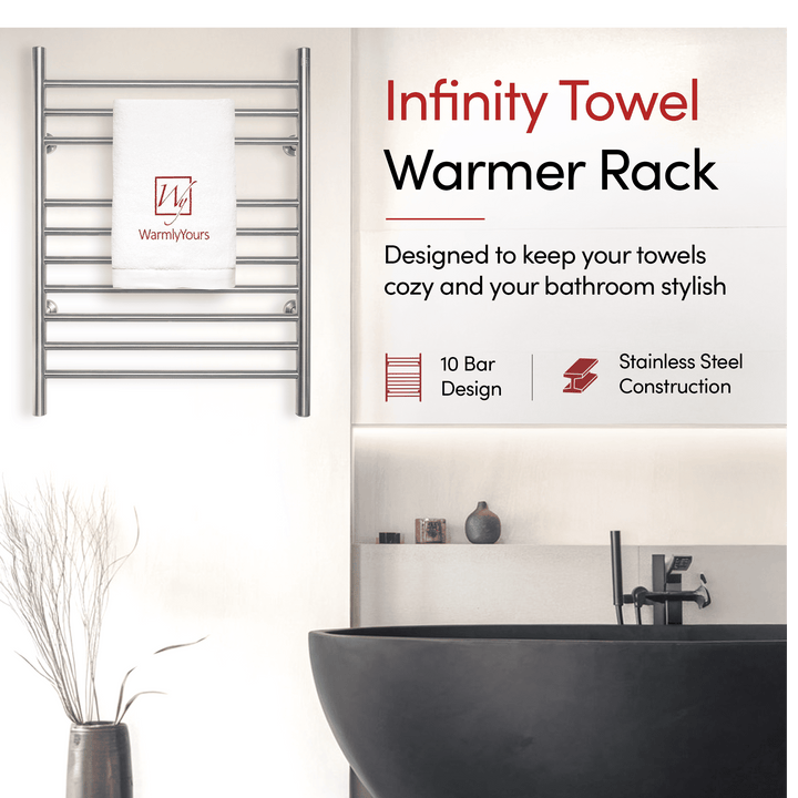 WarmlyYours Infinity Straight Dual Connect (Hardwired and Plug in) Towel Warmer  - 23.6"w x 32"h