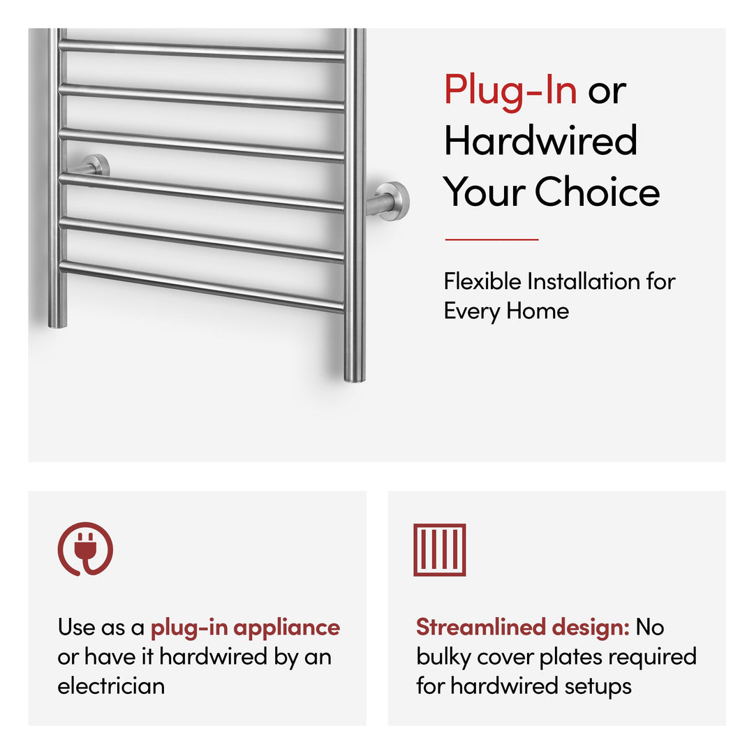 WarmlyYours Infinity Straight Dual Connect (Hardwired and Plug in) Towel Warmer  - 23.6"w x 32"h