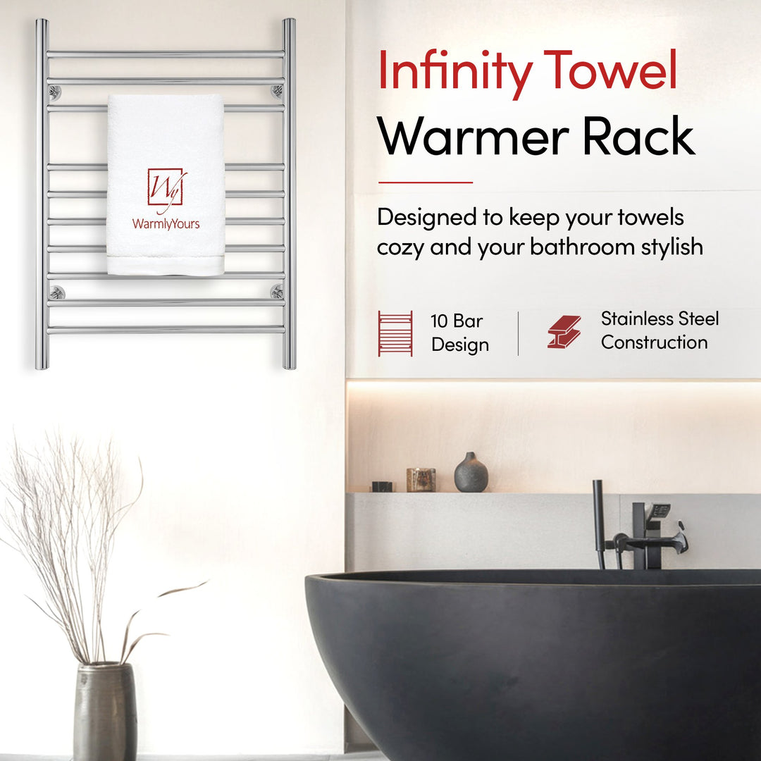 WarmlyYours Infinity Straight Dual Connect (Hardwired and Plug in) Towel Warmer  - 23.6"w x 32"h
