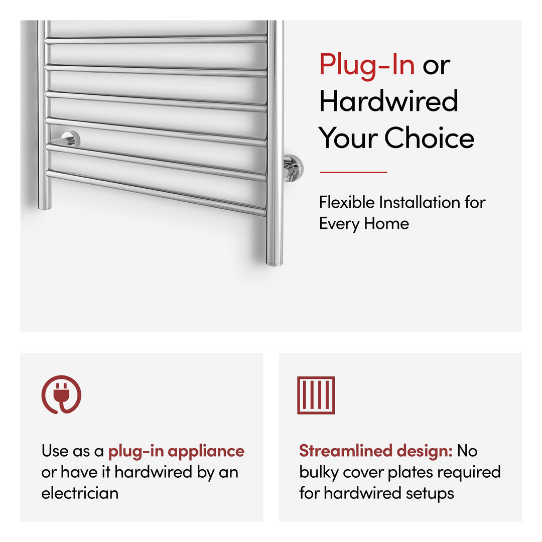 WarmlyYours Infinity Straight Dual Connect (Hardwired and Plug in) Towel Warmer  - 23.6"w x 32"h