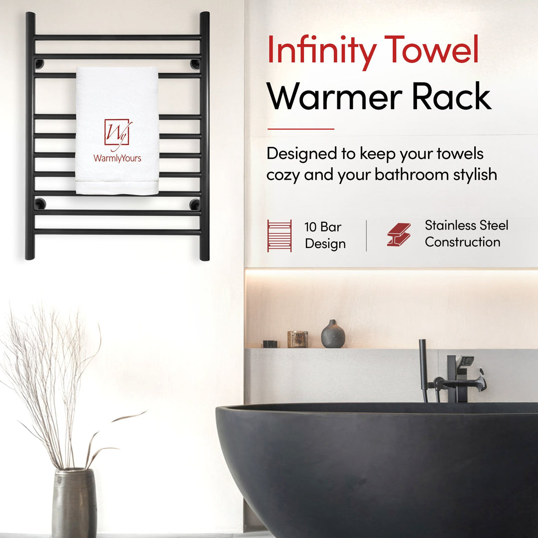 WarmlyYours Infinity Straight Dual Connect (Hardwired and Plug in) Towel Warmer  - 23.6"w x 32"h