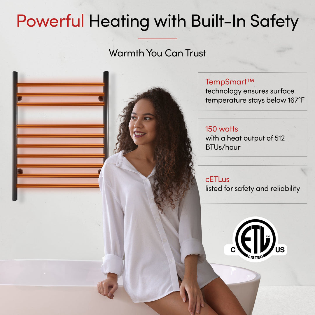 WarmlyYours Infinity Straight Dual Connect (Hardwired and Plug in) Towel Warmer  - 23.6"w x 32"h