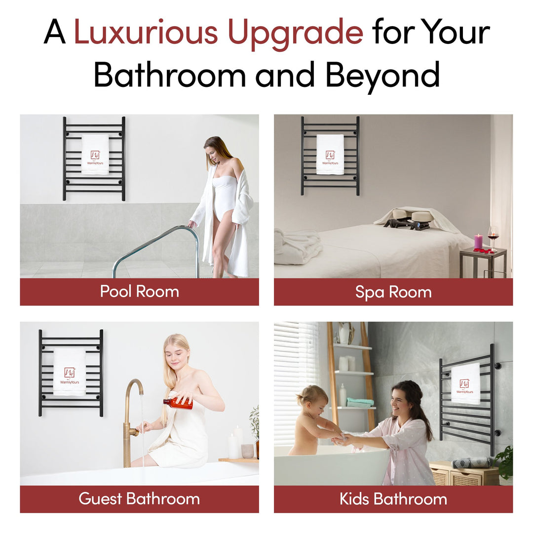 WarmlyYours Infinity Straight Dual Connect (Hardwired and Plug in) Towel Warmer  - 23.6"w x 32"h