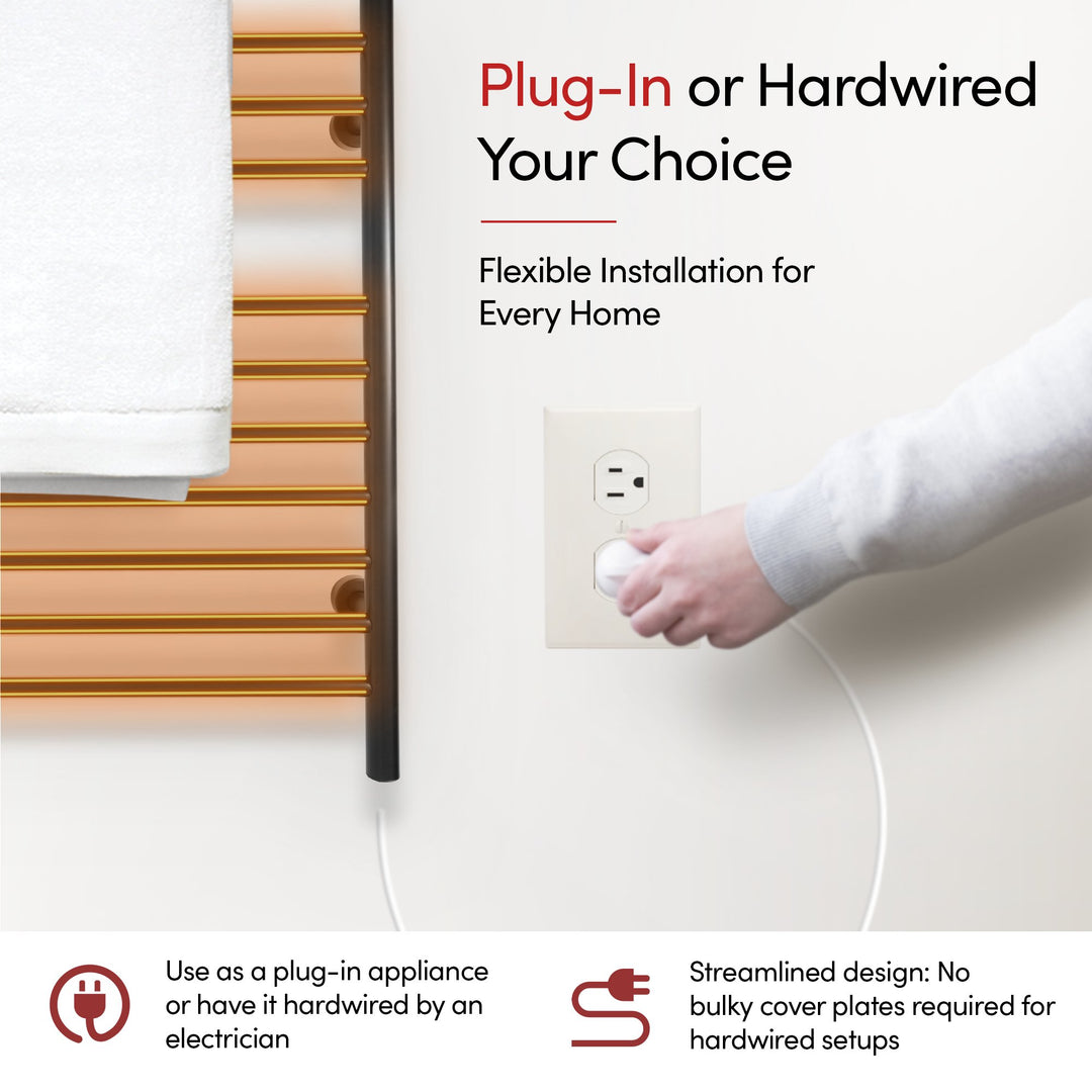 WarmlyYours Infinity Straight Dual Connect (Hardwired and Plug in) Towel Warmer  - 23.6"w x 32"h