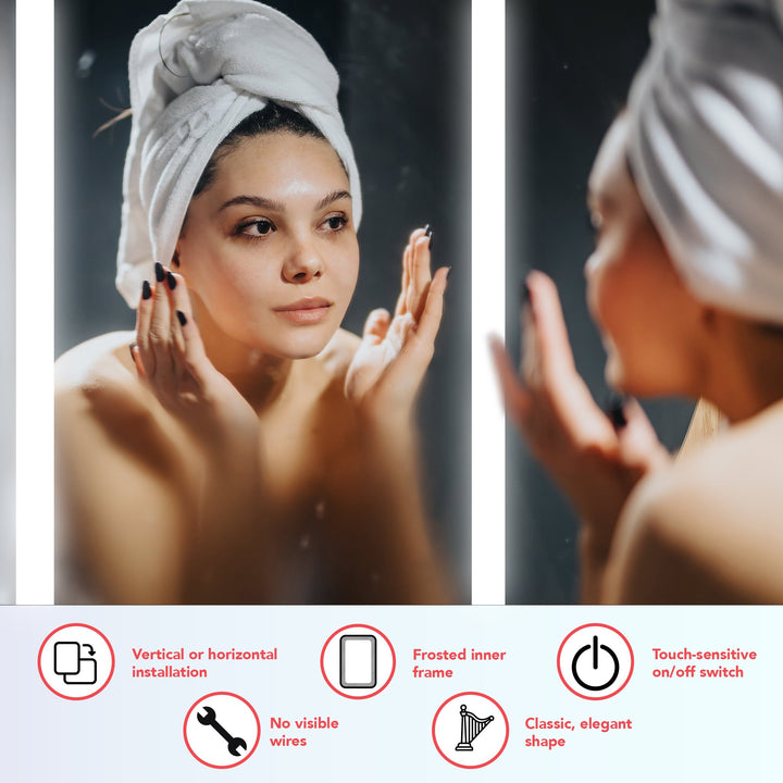 WarmlyYours Ingrid Wall-mounted LED Backlit Mirror - Rectangle 36″ x 24″ only towel warmers