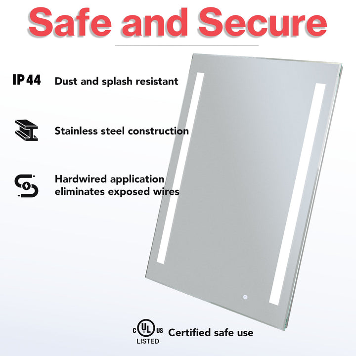 WarmlyYours Ingrid Wall-mounted LED Backlit Mirror - Rectangle 36″ x 24″ only towel warmers