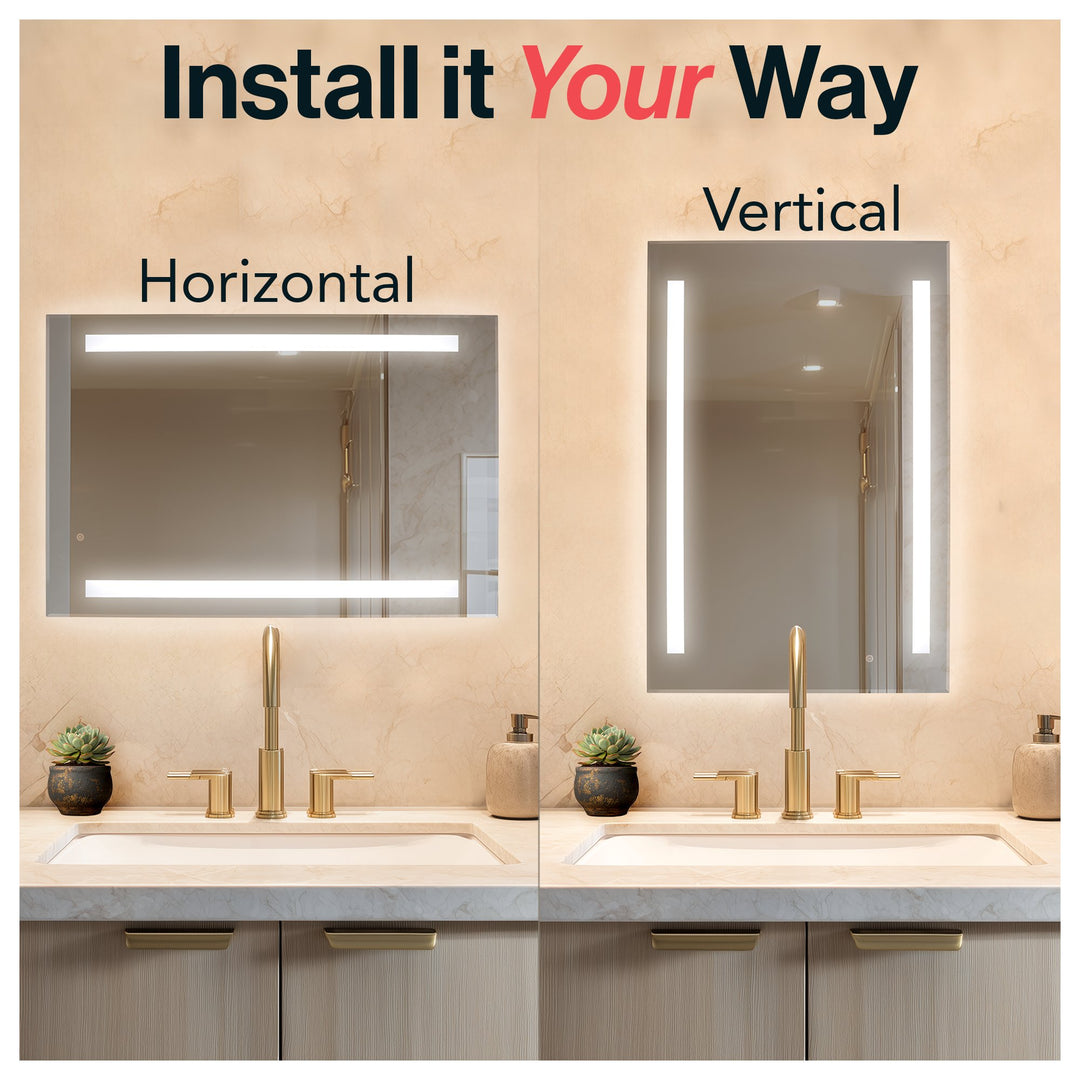 WarmlyYours Ingrid Wall-mounted LED Backlit Mirror - Rectangle 36″ x 24″ only towel warmers