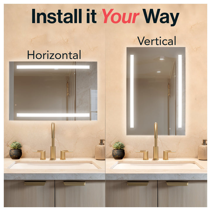 WarmlyYours Ingrid Wall-mounted LED Backlit Mirror - Rectangle 36″ x 24″ only towel warmers