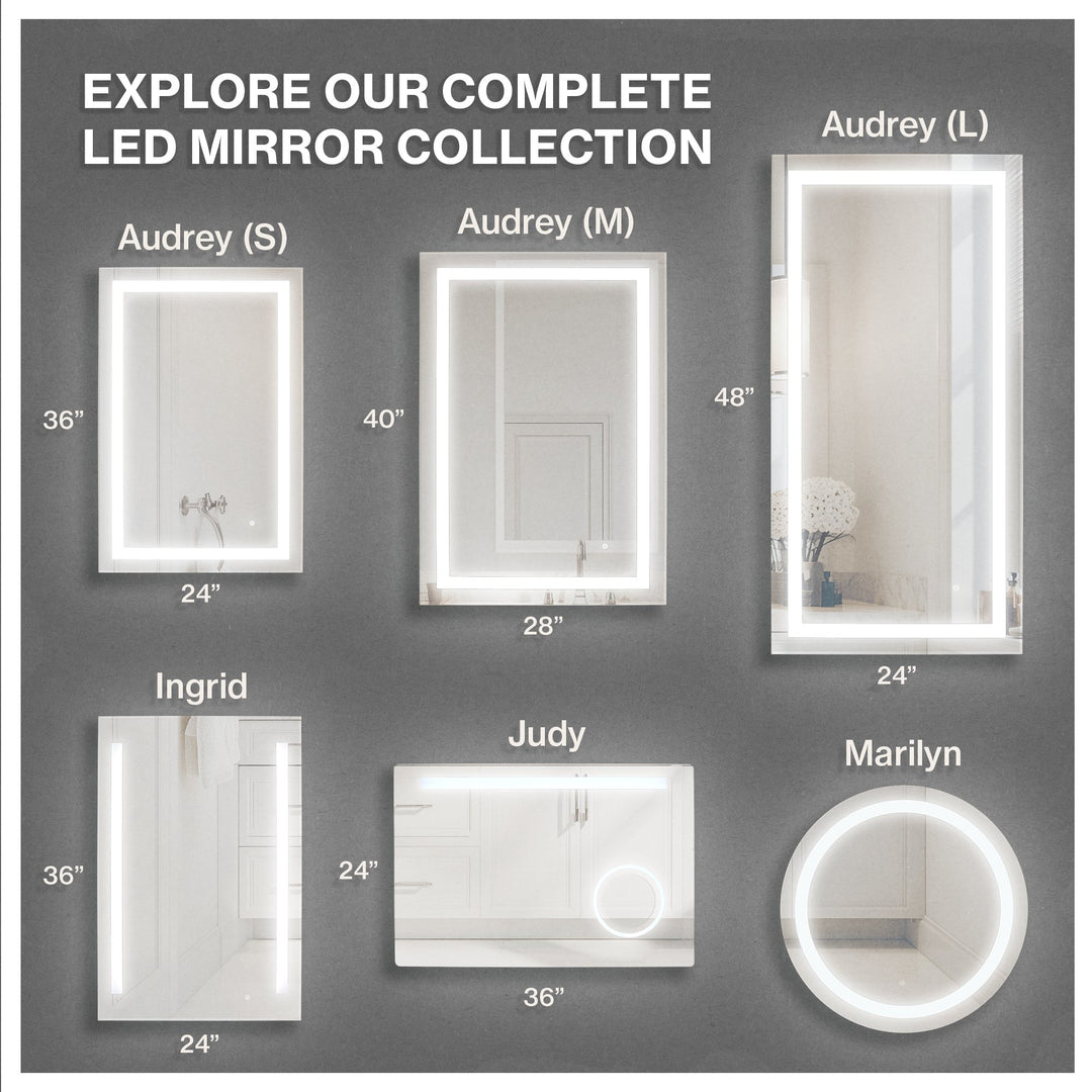 WarmlyYours Ingrid Wall-mounted LED Backlit Mirror - Rectangle 36″ x 24″ only towel warmers