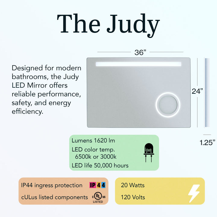 WarmlyYours Judy Wall-mounted LED Backlit Mirror - Rectangle 36″ x 24″ only towel warmers