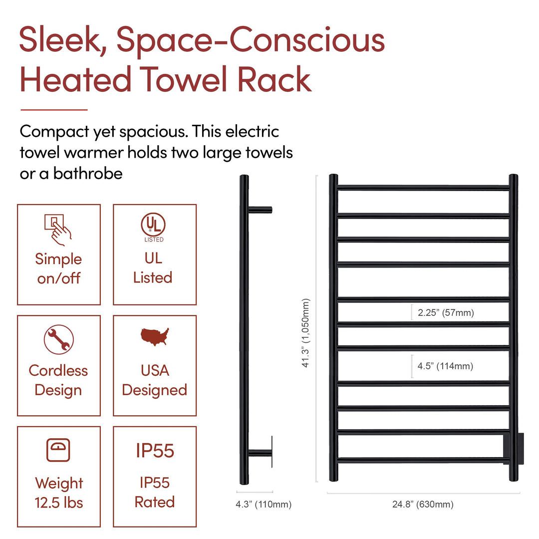WarmlyYours Malta TWS4-MLT11KH Wall Mounted Hardwired Towel Warmer- 24.8"w x 41.33"h only towel warmers