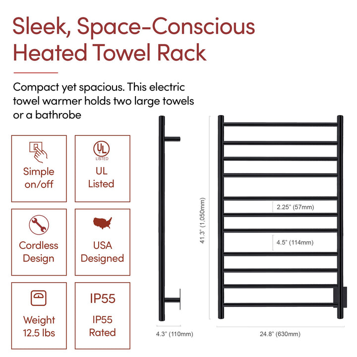 WarmlyYours Malta TWS4-MLT11KH Wall Mounted Hardwired Towel Warmer- 24.8"w x 41.33"h only towel warmers