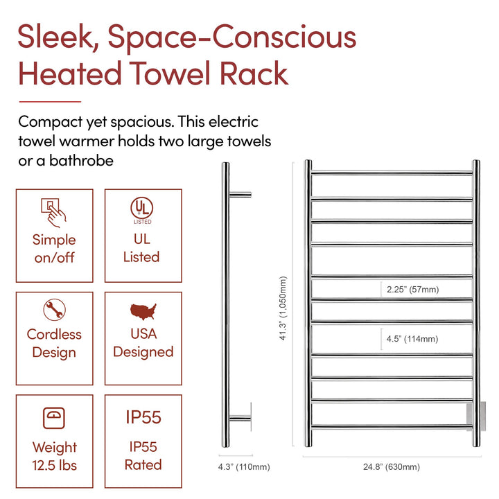WarmlyYours Malta TWS4-MLT11KH Wall Mounted Hardwired Towel Warmer- 24.8"w x 41.33"h only towel warmers