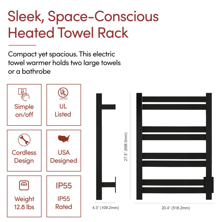 WarmlyYours Maple 8 Hardwired Towel Warmer - 20.4"w x 27.5"h only towel warmers