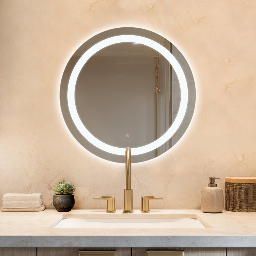 WarmlyYours Marilyn Wall-mounted LED Backlit Mirror - Round 27.5″ only towel warmers