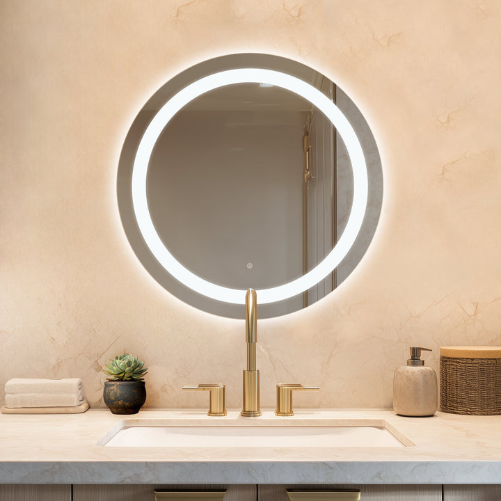 WarmlyYours Marilyn Wall-mounted LED Backlit Mirror - Round 27.5″ only towel warmers
