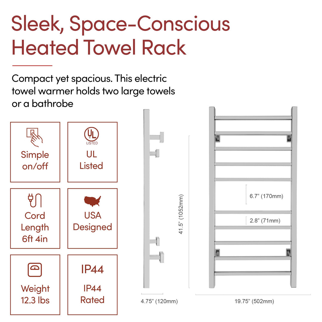 WarmlyYours Metropolitan TW-MT-10PS-HP Wall Mounted Dual Towel Warmer- 19.75"w x 41.5"h Only towel warmers
