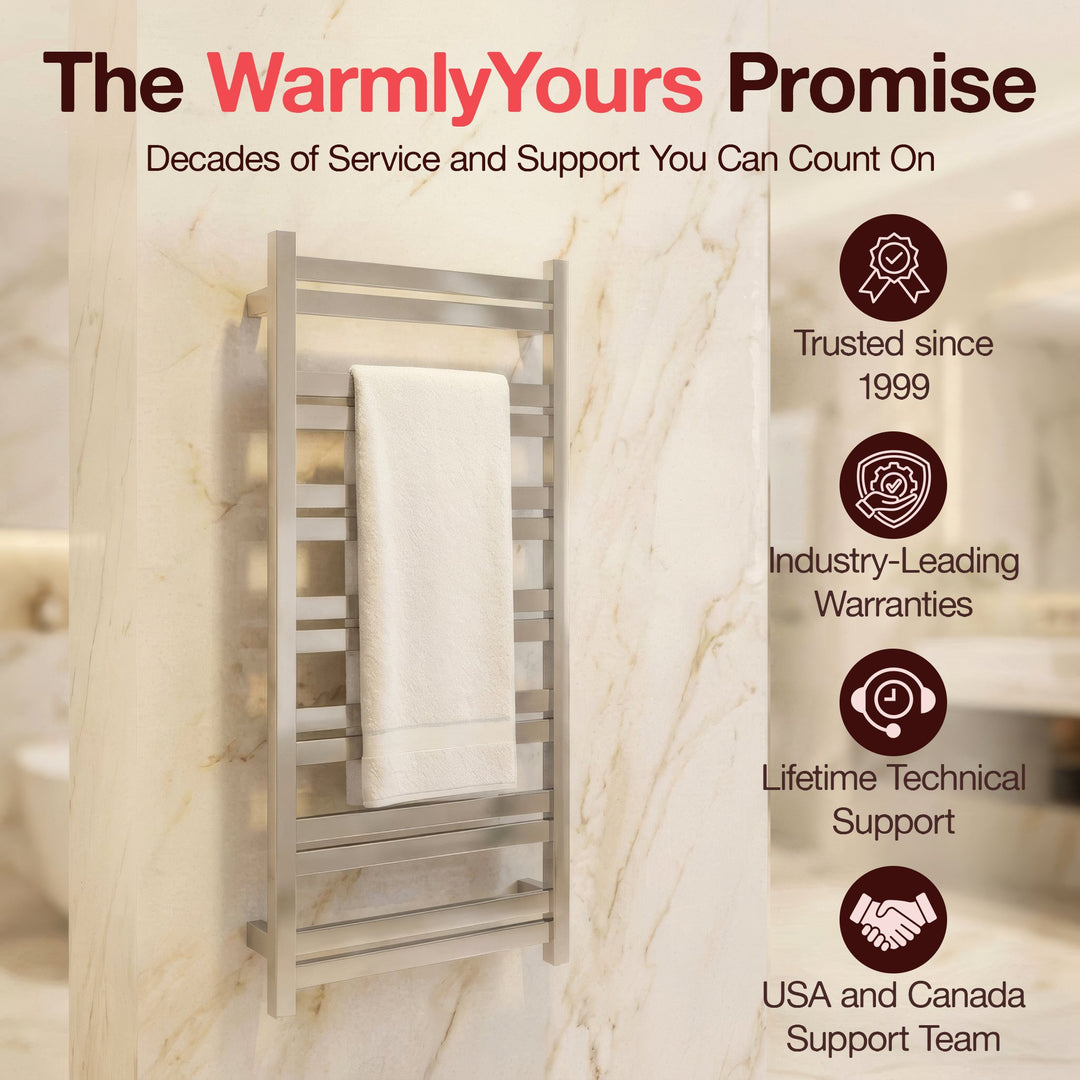 WarmlyYours Milan 14 TWS6-MLN14PH Wall Mounted Hardwired Towel Warmer- 20.4"w x 47.6"h