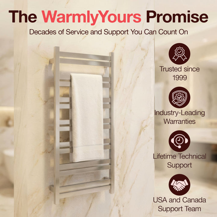 WarmlyYours Milan 14 TWS6-MLN14PH Wall Mounted Hardwired Towel Warmer- 20.4"w x 47.6"h