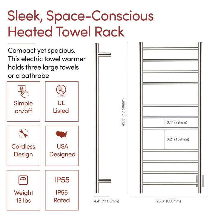 WarmlyYours Ontario XL TWS4-ONT11PH Wall Mounted Towel Warmer - 23.6"w x 45.27"h - only towel warmers