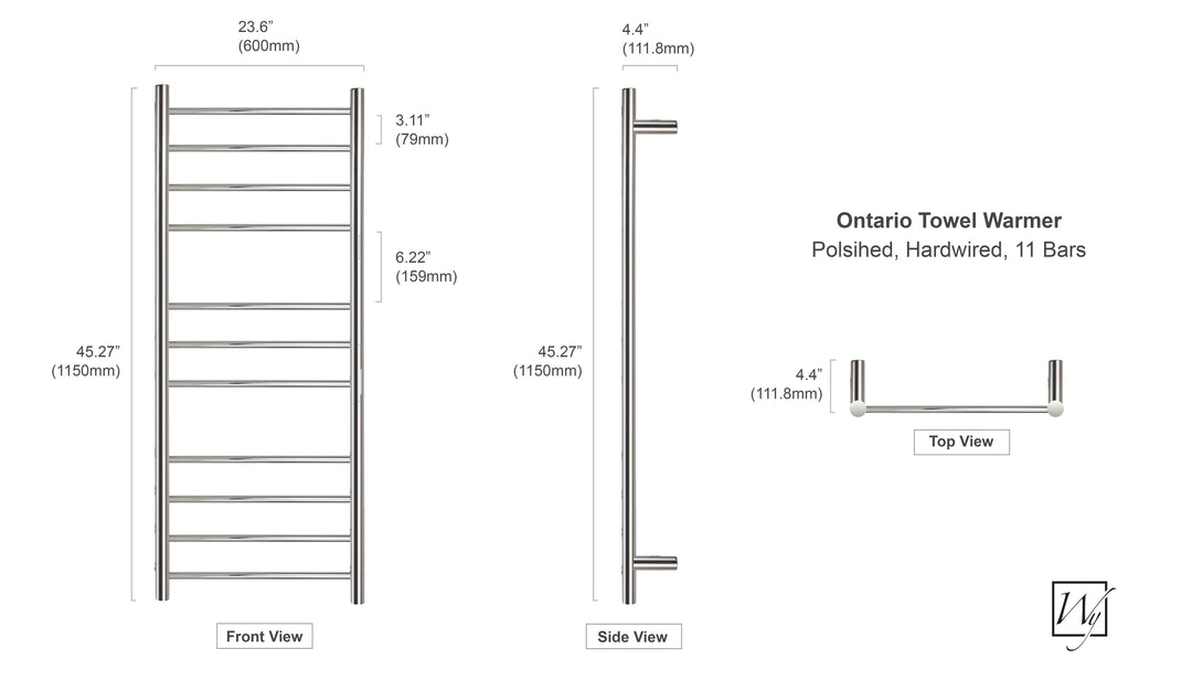 WarmlyYours Ontario XL TWS4-ONT11PH Wall Mounted Towel Warmer - 23.6"w x 45.27"h - only towel warmers
