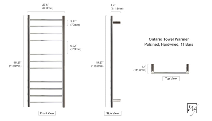 WarmlyYours Ontario XL TWS4-ONT11PH Wall Mounted Towel Warmer - 23.6"w x 45.27"h - only towel warmers