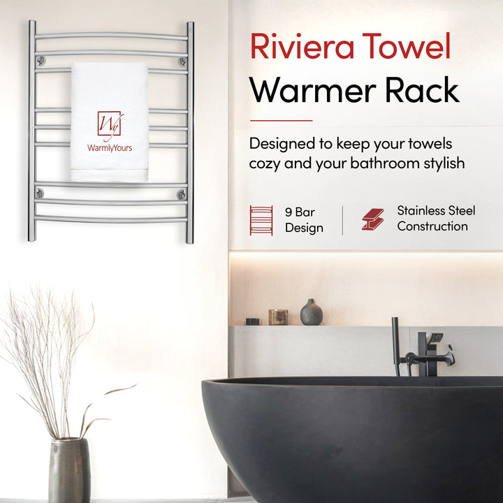 WarmlyYours Riviera TW-R09GS-HP Wall Mounted Plug-in or Hardwired Towel Warmer- 24"w x 32"h